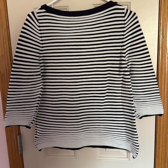 COS Navy & White Striped 100% Cotton Boat Neck Top – Classic Breton Style - Picture 3 of 4